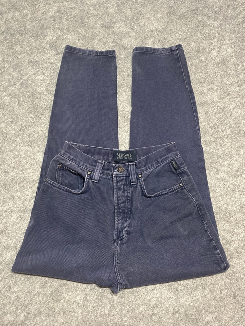 Vintage '90s Versace Straight Jeans in Navy Blue